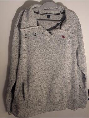 Champion Elite Heather Gray Pullover Mock Neck Button Up with WSU Cougar Logo